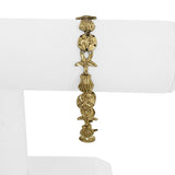 14k Yellow Gold 9.5g Diamond Cut Beach Ocean Charm Link Bracelet 7.25"