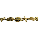 14k Yellow Gold 9.5g Diamond Cut Beach Ocean Charm Link Bracelet 7.25"