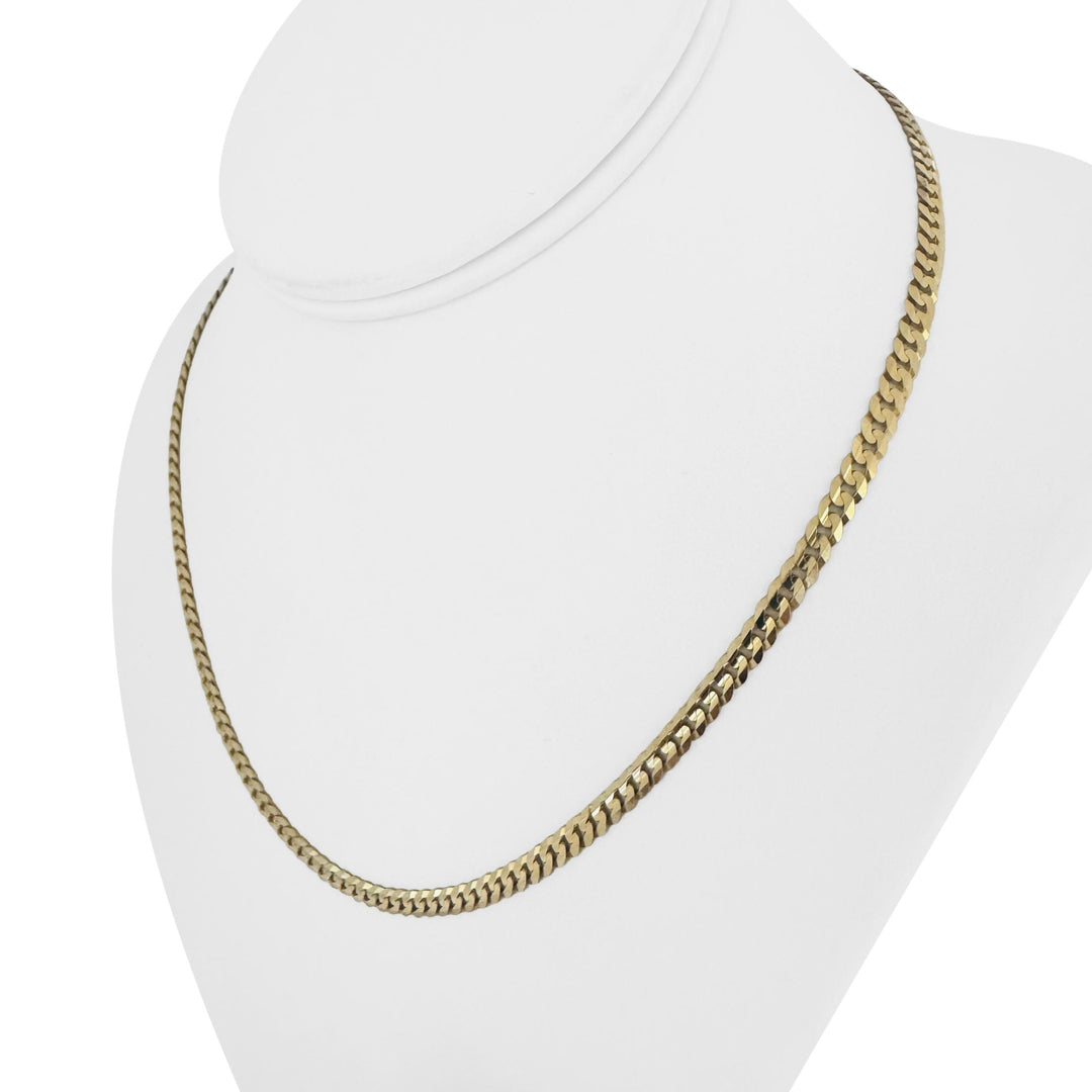 14k Yellow Gold 10.2g Solid Flat 4mm Curb Link Chain Necklace 18"