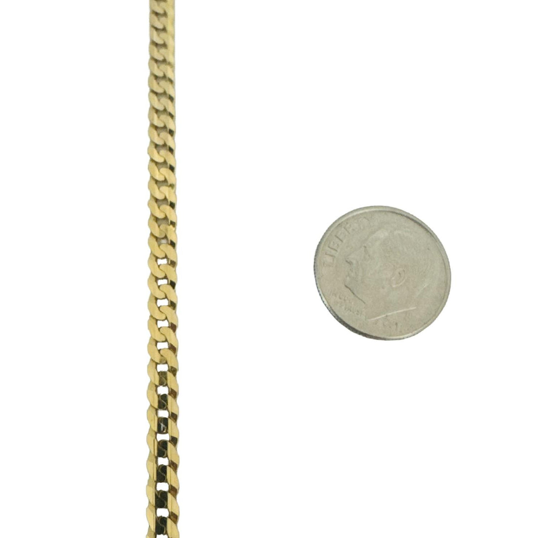 14k Yellow Gold 10.2g Solid Flat 4mm Curb Link Chain Necklace 18"