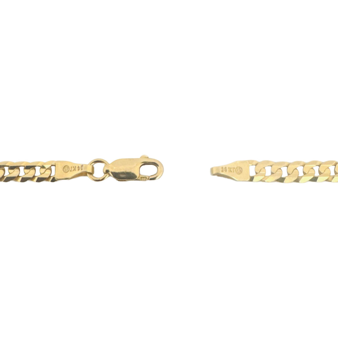 14k Yellow Gold 10.2g Solid Flat 4mm Curb Link Chain Necklace 18"