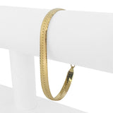 14k Yellow Gold 12.2g Solid Thick 7mm Vintage Herringbone Link Bracelet Italy 8"