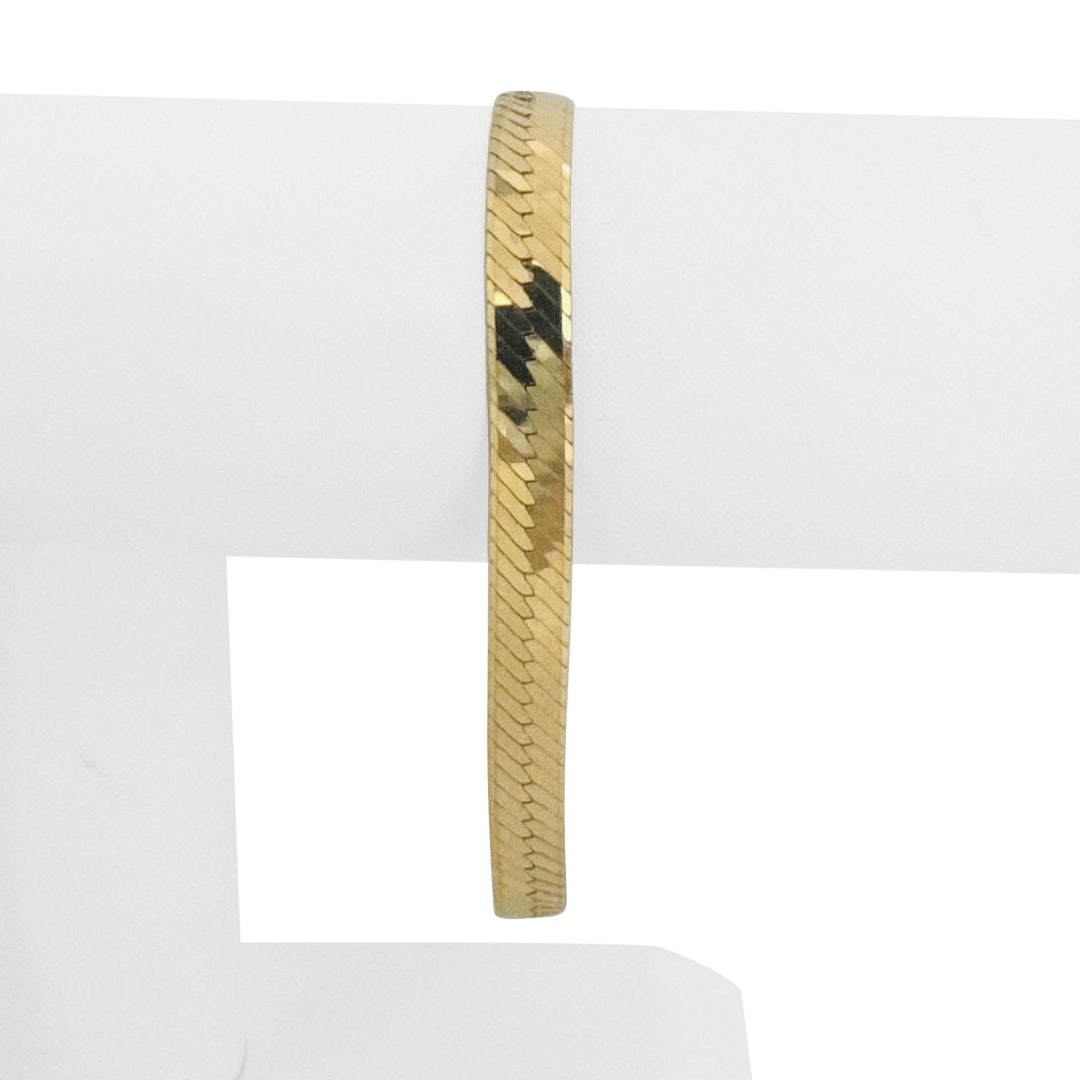 14k Yellow Gold 12.2g Solid Thick 7mm Vintage Herringbone Link Bracelet Italy 8"