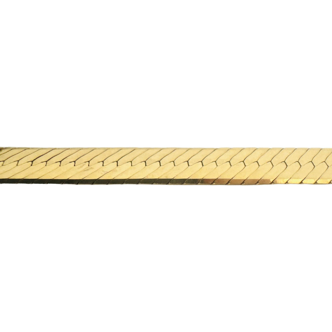14k Yellow Gold 12.2g Solid Thick 7mm Vintage Herringbone Link Bracelet Italy 8"