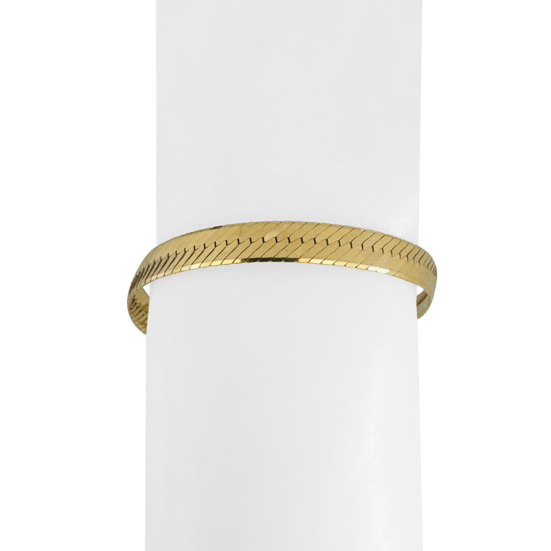 14k Yellow Gold 12.2g Solid Thick 7mm Vintage Herringbone Link Bracelet Italy 8"