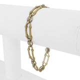 14k Yellow and White Gold 13.6g Ladies 7mm Fancy Link Bracelet 7.25"