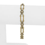 14k Yellow and White Gold 13.6g Ladies 7mm Fancy Link Bracelet 7.25"