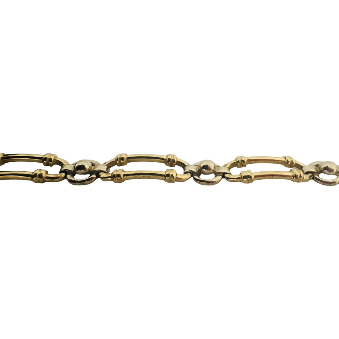 14k Yellow and White Gold 13.6g Ladies 7mm Fancy Link Bracelet 7.25"
