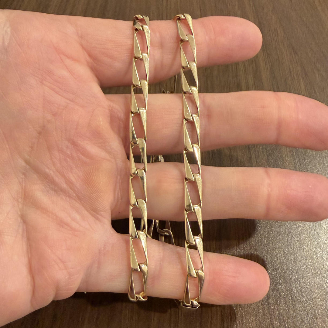 14k Yellow Gold 21.6g Vintage Squared 6mm Curb Link Chain Necklace Italy 20"