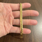 14k Yellow Gold 22g Heavy Thick 7mm Vintage Herringbone Link Bracelet Italy 8"