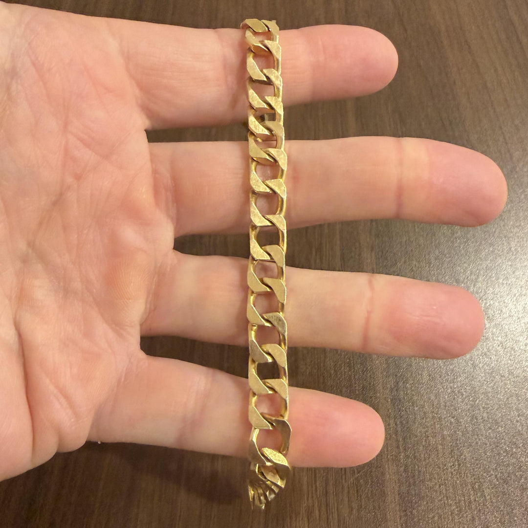 14k Yellow Gold 32.4g Solid Vintage Men's Squared Curb Link Bracelet 8.75"