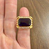 18k Yellow Gold 9.8ct Amethyst and 0.70cttw Diamond Heavy Ring Size 5