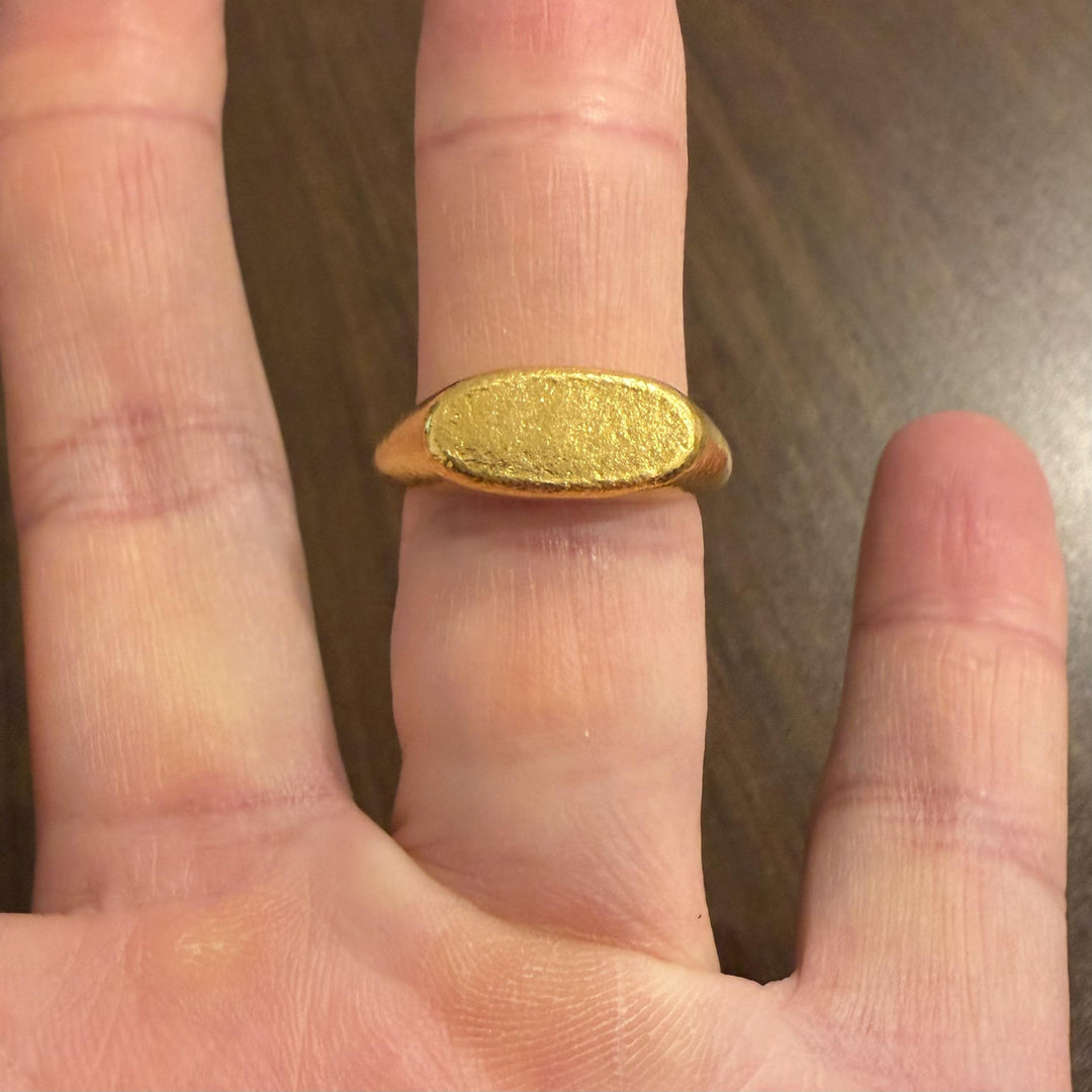24k Pure Yellow Gold 17.5g Solid Heavy Signet Ring Size 8.5