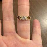 18k Yellow Gold Aqua Citrine Garnet and Diamond Vintage Band Ring Size 8.25