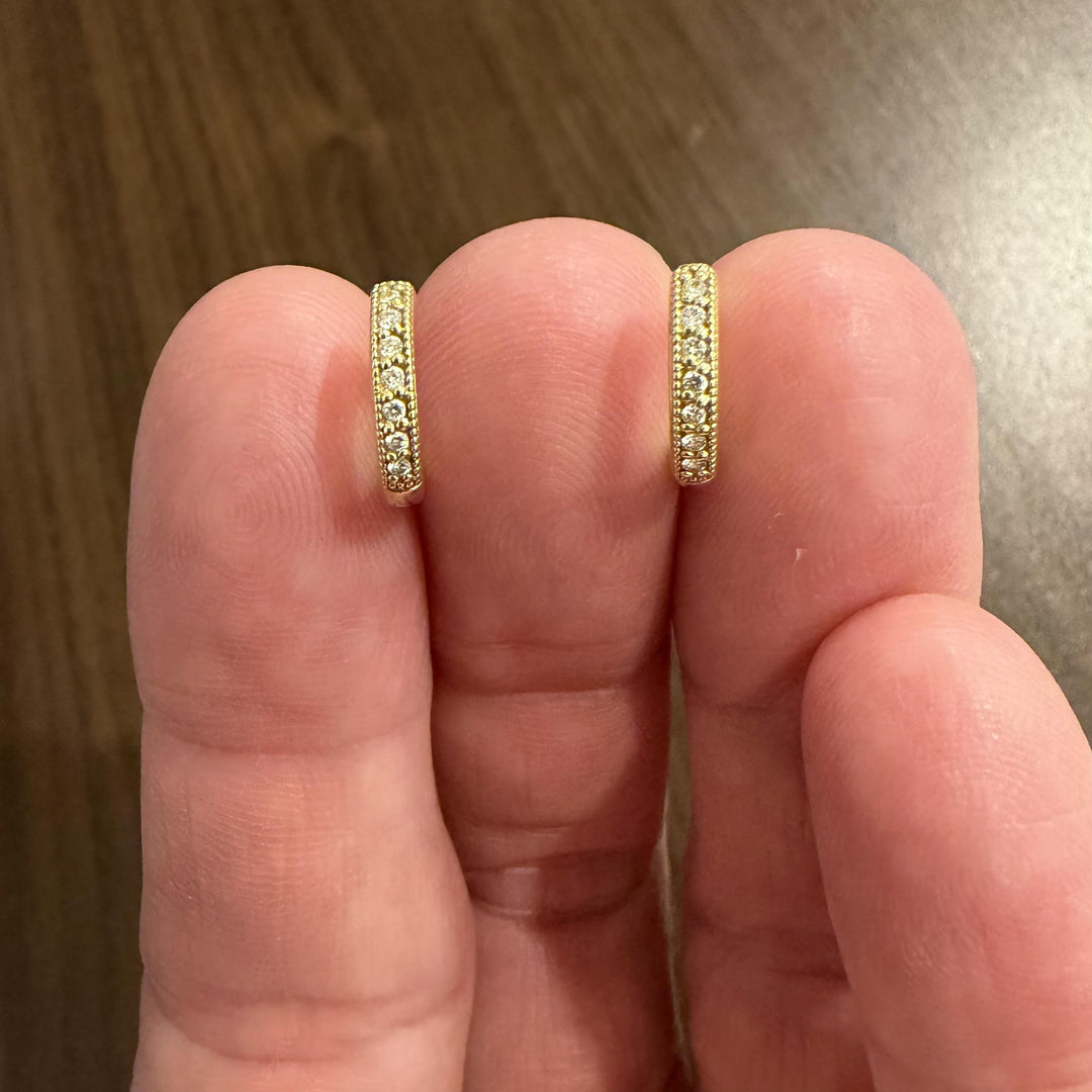 Jude Frances 14k Yellow Gold Petite Pave Diamond Hoop Earrings