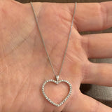 14k White Gold and 0.40cttw Diamond Heart Pendant Necklace 18"