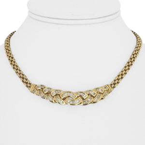 18k Yellow Gold and 1cttw Baguette Diamond 29g Panther Link Necklace 15"