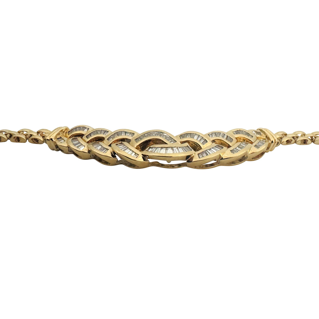 18k Yellow Gold and 1cttw Baguette Diamond 29g Panther Link Necklace 15"