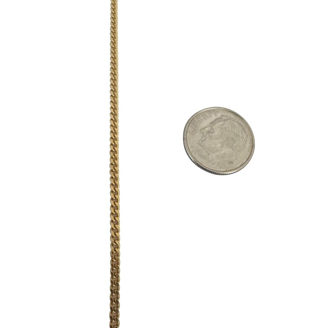 18k Yellow Gold 10.3g Solid Thin 2mm Curb Link Chain Necklace 22"