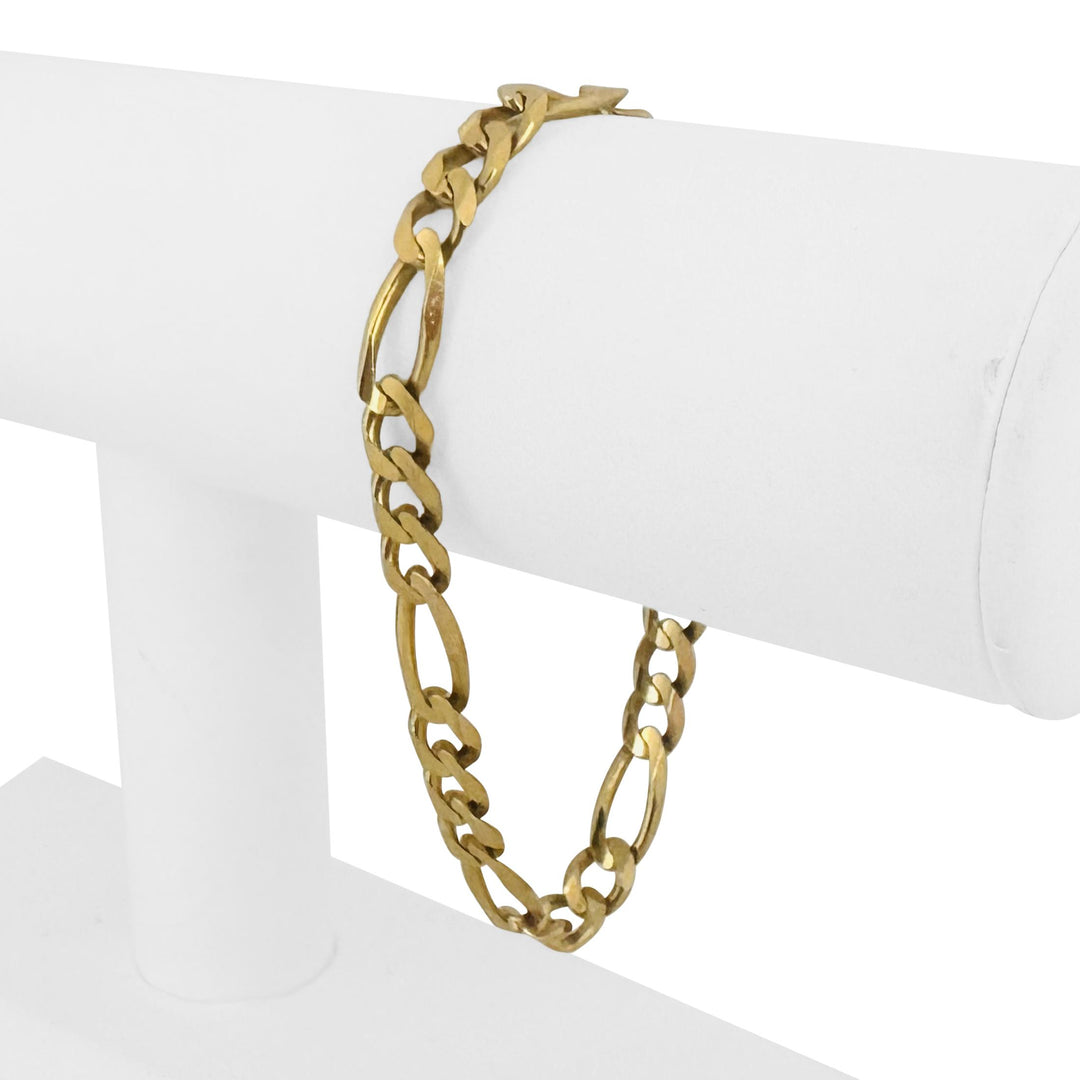 14k Yellow Gold 13.2g Solid  6mm Figaro Link Bracelet Italy 8"