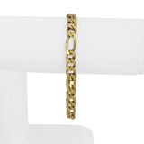 14k Yellow Gold 13.2g Solid  6mm Figaro Link Bracelet Italy 8"