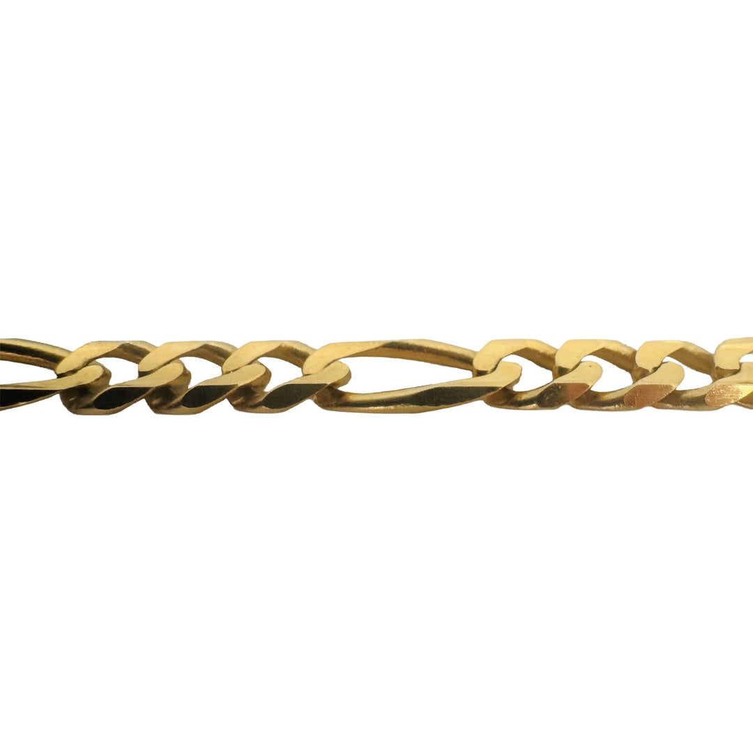 14k Yellow Gold 13.2g Solid  6mm Figaro Link Bracelet Italy 8"