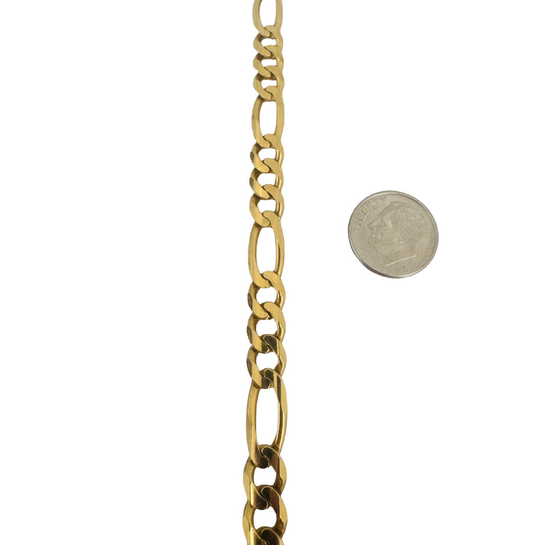 14k Yellow Gold 13.2g Solid  6mm Figaro Link Bracelet Italy 8"