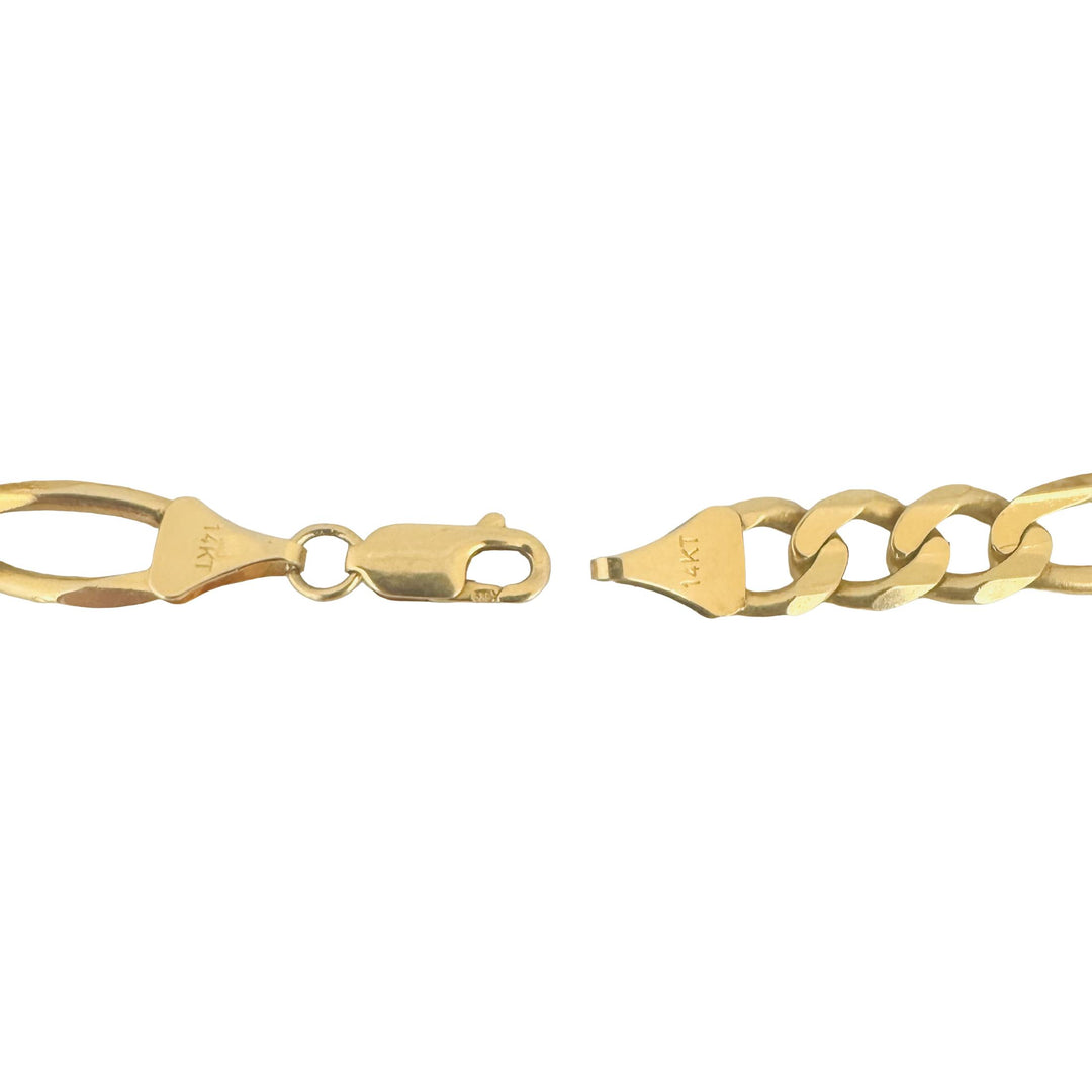 14k Yellow Gold 13.2g Solid  6mm Figaro Link Bracelet Italy 8"