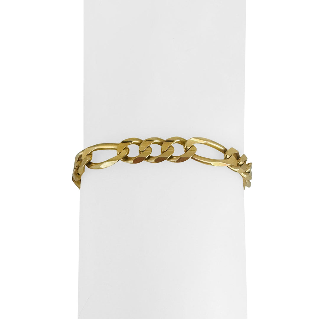14k Yellow Gold 13.2g Solid  6mm Figaro Link Bracelet Italy 8"