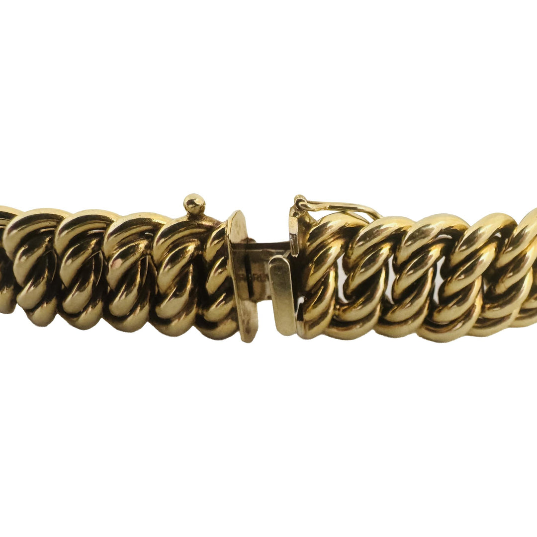 14k Yellow Gold 24.7g UnoAErre Vintage Spiral Curb Link Bracelet Italy 7.75"