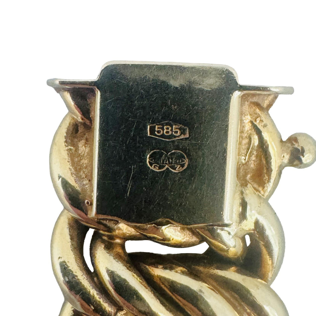 14k Yellow Gold 24.7g UnoAErre Vintage Spiral Curb Link Bracelet Italy 7.75"