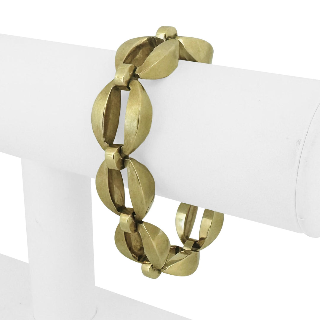 14k Yellow Gold 33.7g Vintage Thick 15mm Fancy Link Bracelet Italy 7.25"