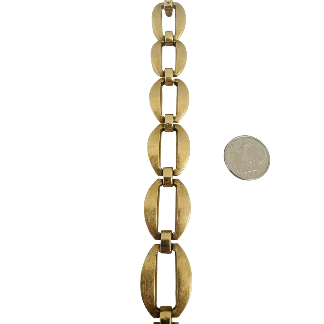 14k Yellow Gold 33.7g Vintage Thick 15mm Fancy Link Bracelet Italy 7.25"