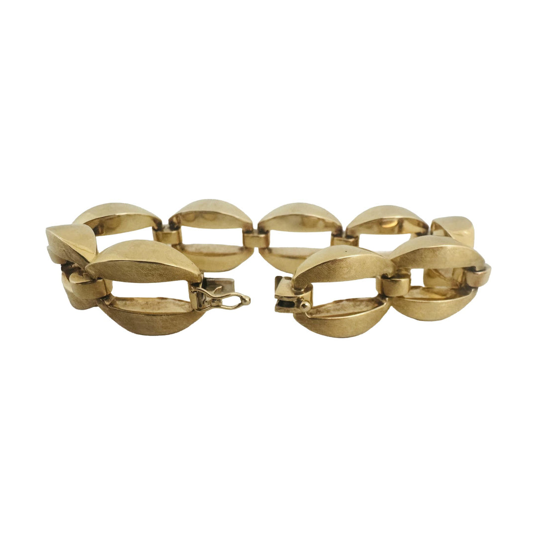 14k Yellow Gold 33.7g Vintage Thick 15mm Fancy Link Bracelet Italy 7.25"