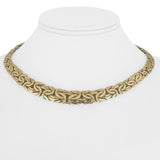 14k Yellow Gold 23.4g Thick Graduated Byzantine Link Necklace Italy 16"