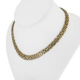 14k Yellow Gold 23.4g Thick Graduated Byzantine Link Necklace Italy 16"
