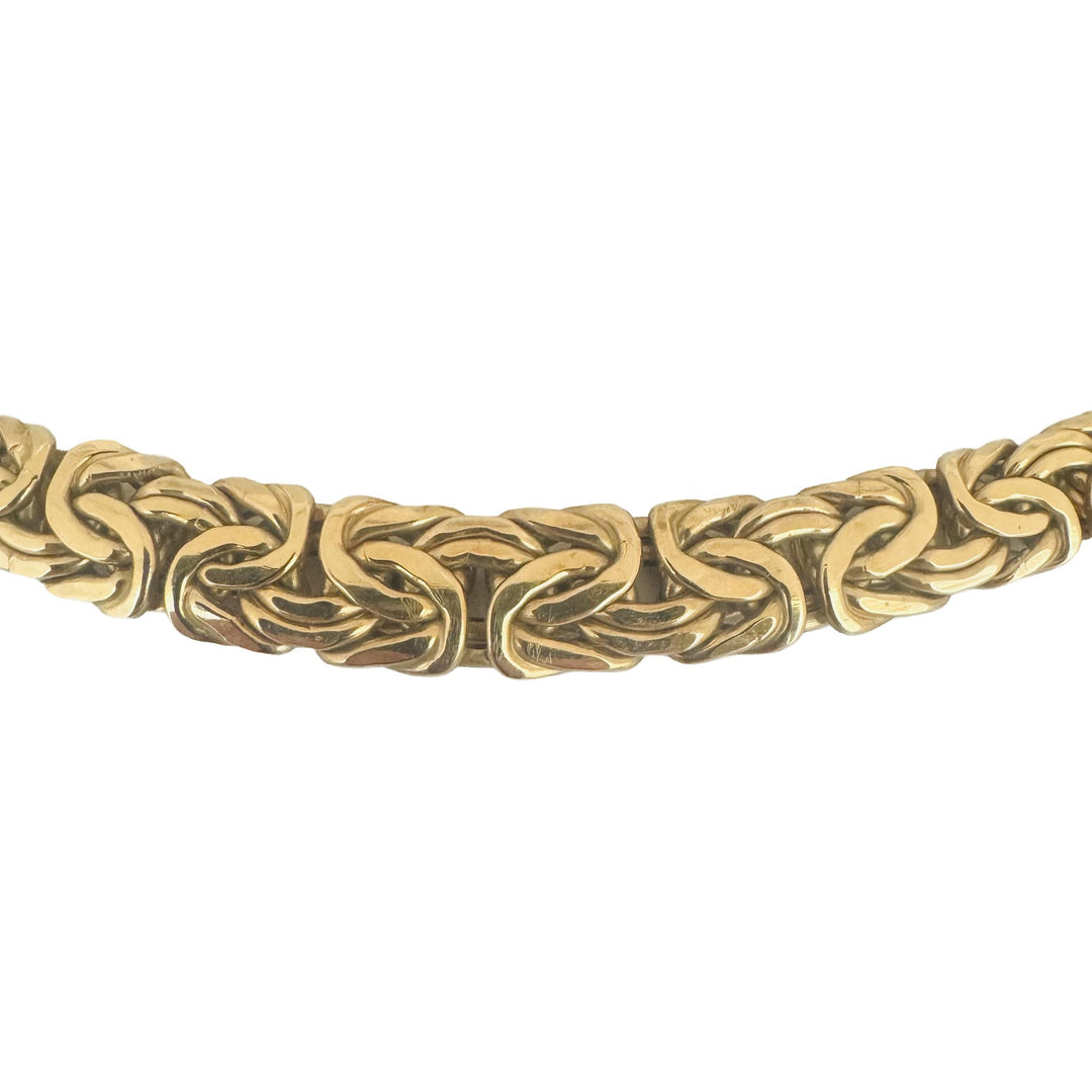 14k Yellow Gold 23.4g Thick Graduated Byzantine Link Necklace Italy 16"