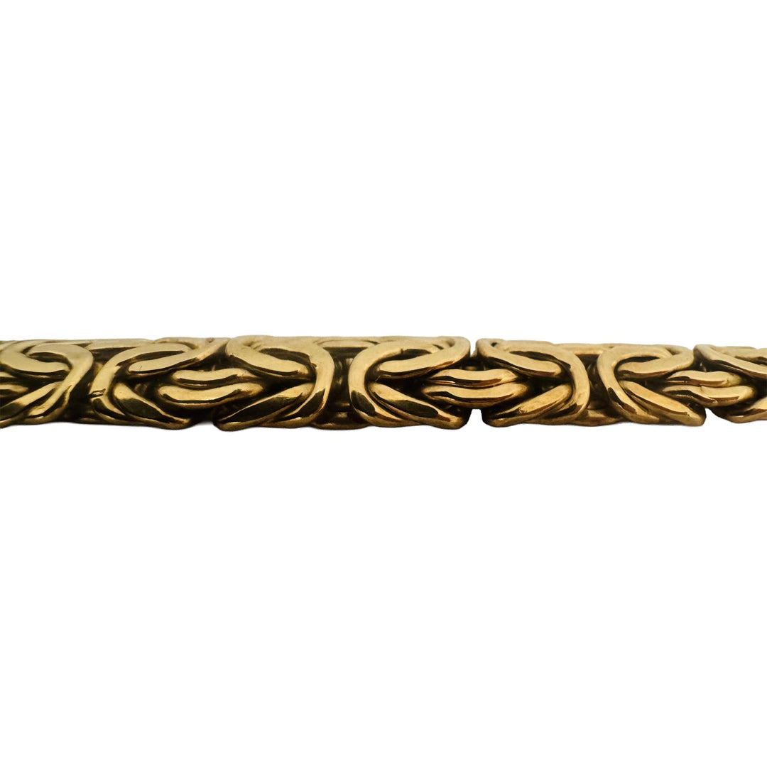 14k Yellow Gold 23.4g Thick Graduated Byzantine Link Necklace Italy 16"