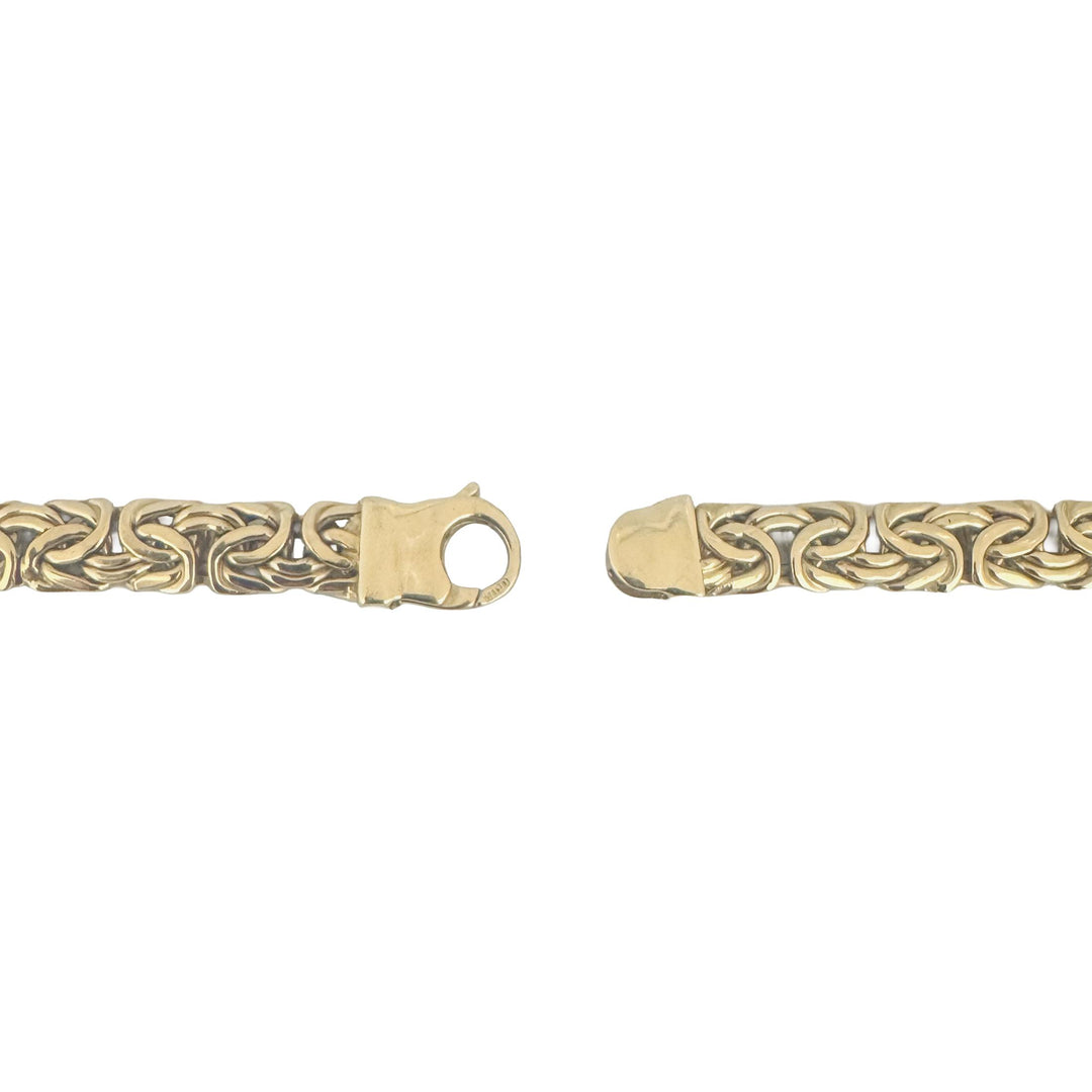 14k Yellow Gold 23.4g Thick Graduated Byzantine Link Necklace Italy 16"