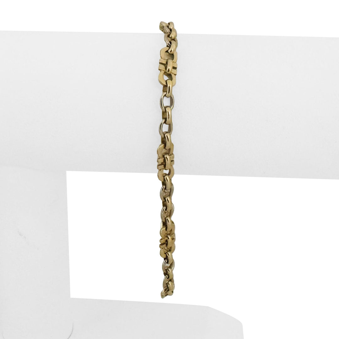 Cartier Vintage 18k Yellow and White Gold 12.2g Solid Fancy Link Bracelet 8"