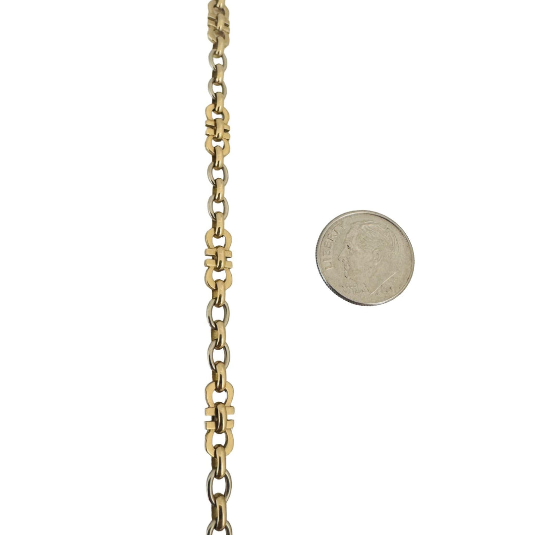 Cartier Vintage 18k Yellow and White Gold 12.2g Solid Fancy Link Bracelet 8"