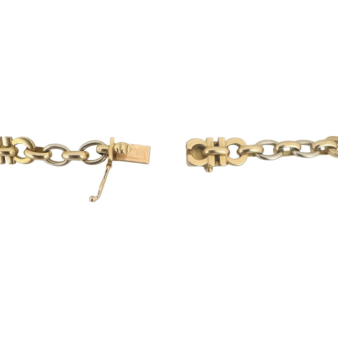 Cartier Vintage 18k Yellow and White Gold 12.2g Solid Fancy Link Bracelet 8"