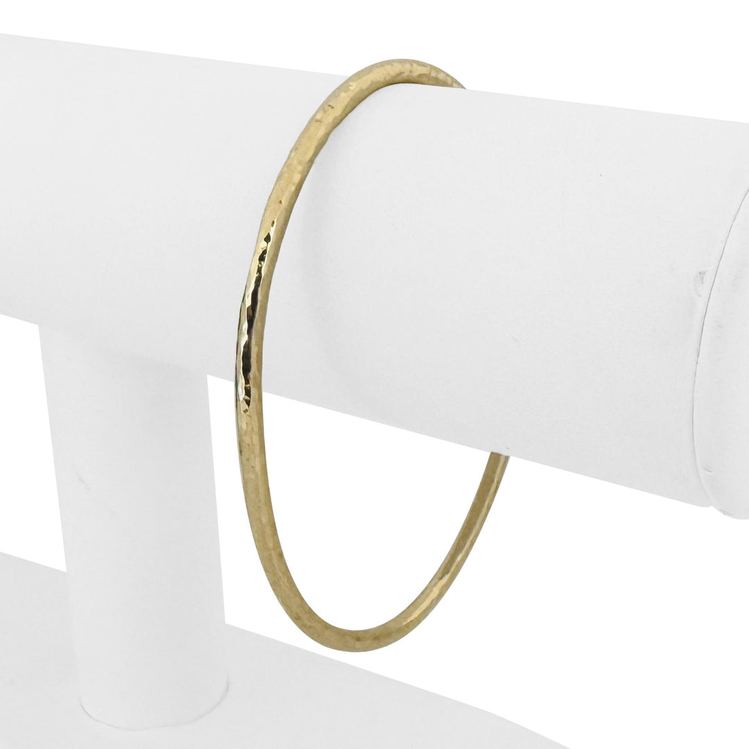 14k Yellow Gold 17.6g Solid Heavy Hammered Oval Bangle Bracelet 8"