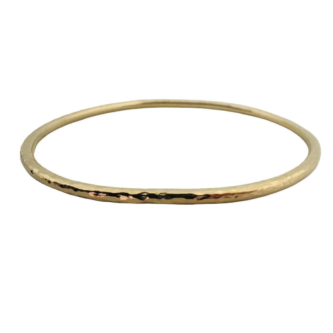 14k Yellow Gold 17.6g Solid Heavy Hammered Oval Bangle Bracelet 8"