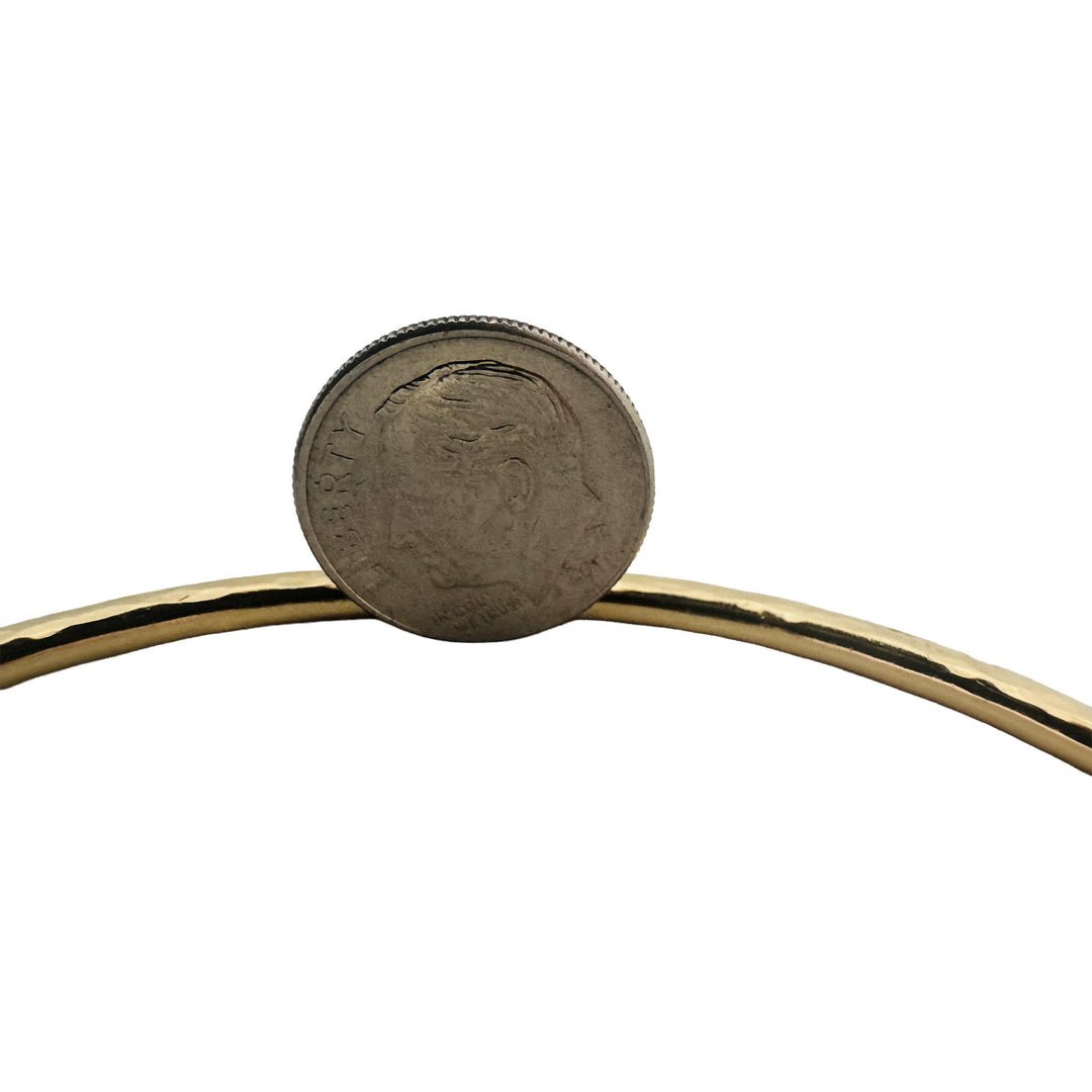 14k Yellow Gold 17.6g Solid Heavy Hammered Oval Bangle Bracelet 8"