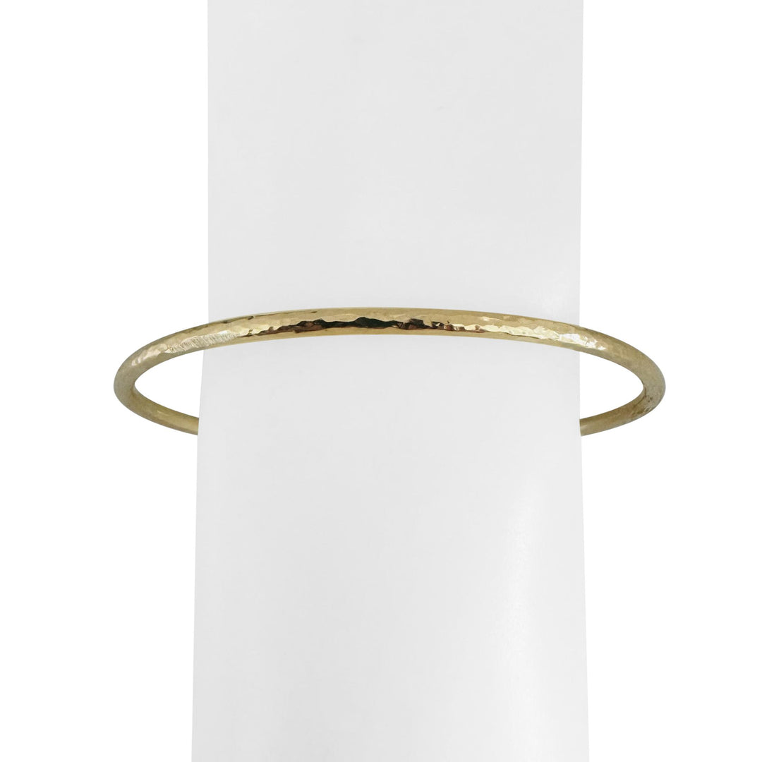 14k Yellow Gold 17.6g Solid Heavy Hammered Oval Bangle Bracelet 8"