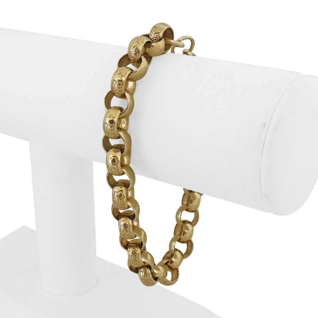 14k Yellow Gold 24g Solid Heavy 9mm Rolo Link Bracelet Italy 8"