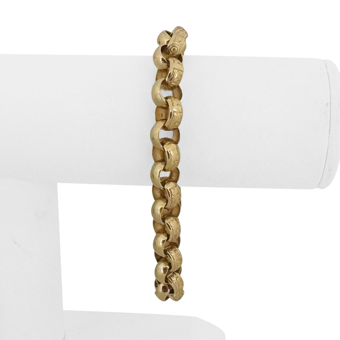 14k Yellow Gold 24g Solid Heavy 9mm Rolo Link Bracelet Italy 8"