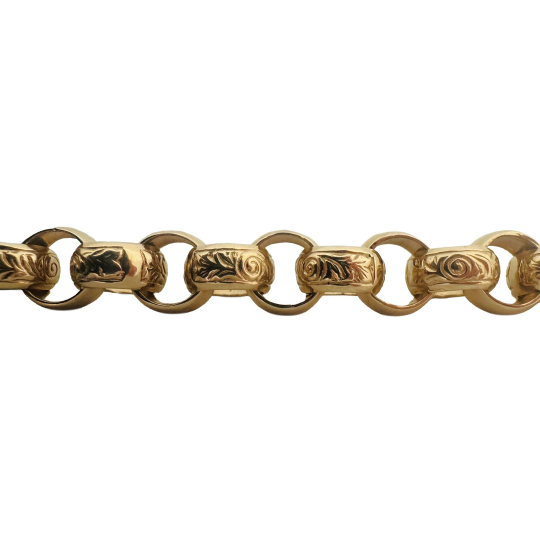 14k Yellow Gold 24g Solid Heavy 9mm Rolo Link Bracelet Italy 8"