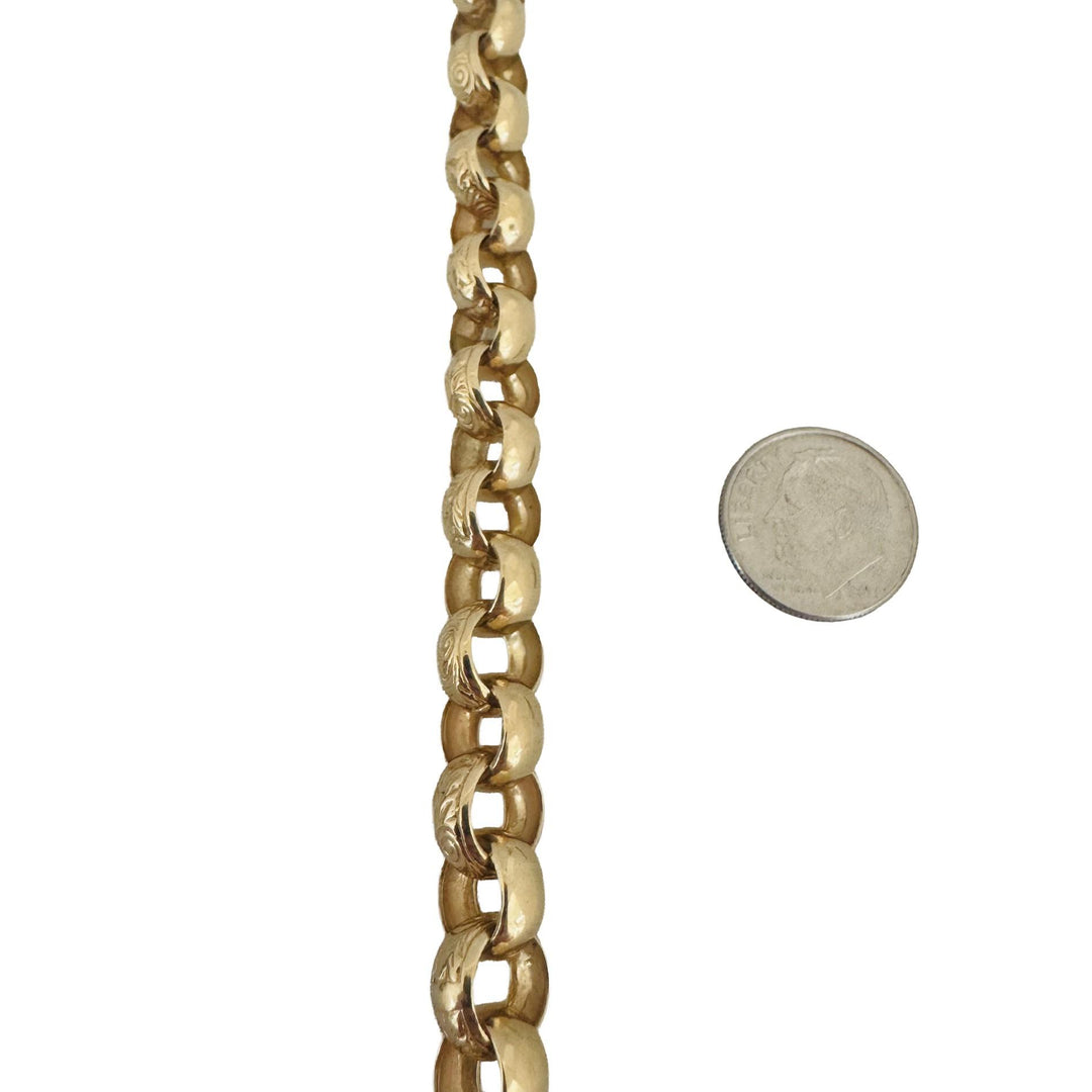14k Yellow Gold 24g Solid Heavy 9mm Rolo Link Bracelet Italy 8"